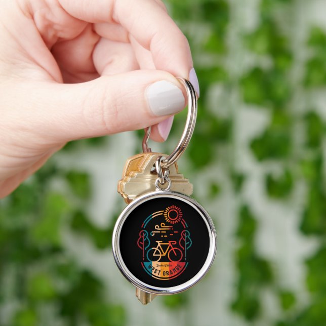 Retro West Orange Bike Trail. Key Ring (Hand)