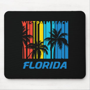 Retro West Palm Beach Florida Palm Trees Vacation Mouse Mat