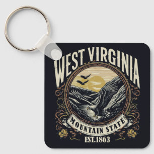 Retro West Virginia Key Ring