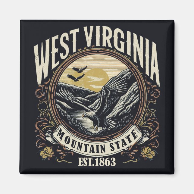 Retro West Virginia Magnet (Front)