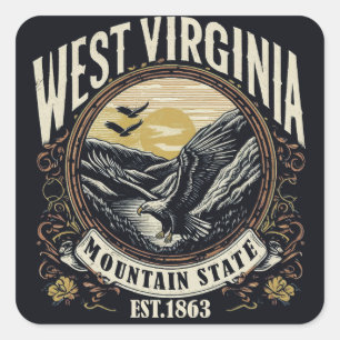 Retro West Virginia Square Sticker