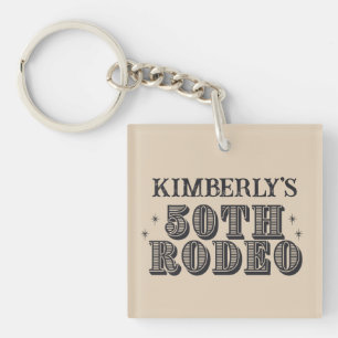 Retro Western 50th Rodeo Birthday Key Ring