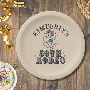 Retro Western 50th Rodeo Birthday Paper Plate