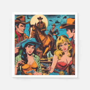 Retro Western Comics Illustration Napkin