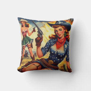 Retro Western Country Girls Cushion
