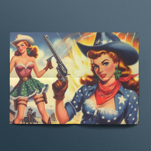 Retro Western Country Girls Tissue Paper