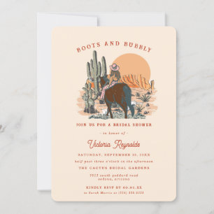 Retro Western Desert   Bridal Shower Invitation