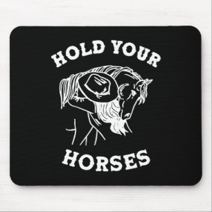 Retro Western Girl Hold Your Horses Horseback Ridi Mouse Mat