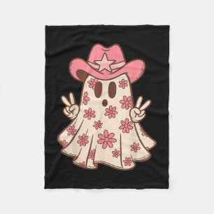 Retro Western Halloween Cowboy Cowgirl Ghost Boo P Fleece Blanket