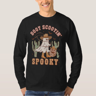 Retro Western Halloween Cowboy Ghost Boot Scootin T-Shirt
