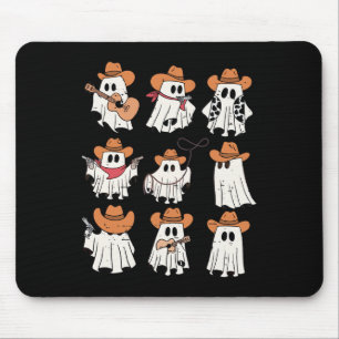 Retro Western Halloween Cowboy Ghost Collage Spook Mouse Mat