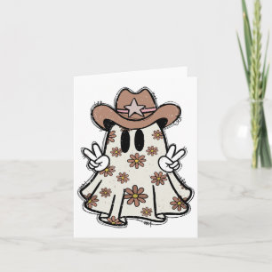 Retro Western Halloween Cowboy Ghost Howdy Cowgirl Card