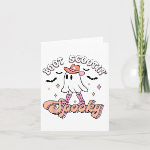 Retro Western Halloween Cute Ghost Funny Boot Scoo Card