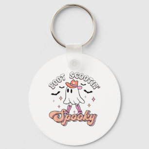 Retro Western Halloween Cute Ghost Funny Boot Scoo Key Ring