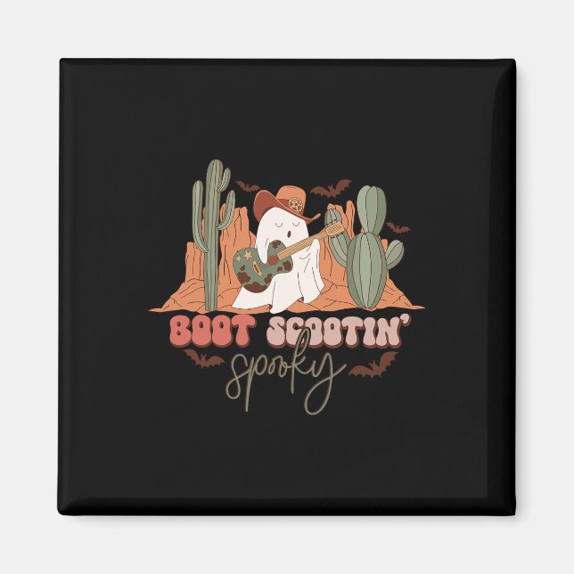 Retro Western Halloween Cute Ghost Funny Boot Scoo Magnet (Front)