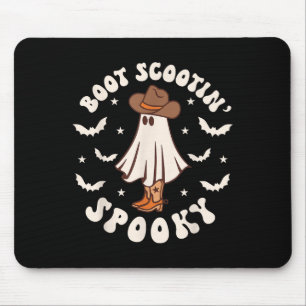 Retro Western Halloween Cute Ghost Funny Boot Scoo Mouse Mat