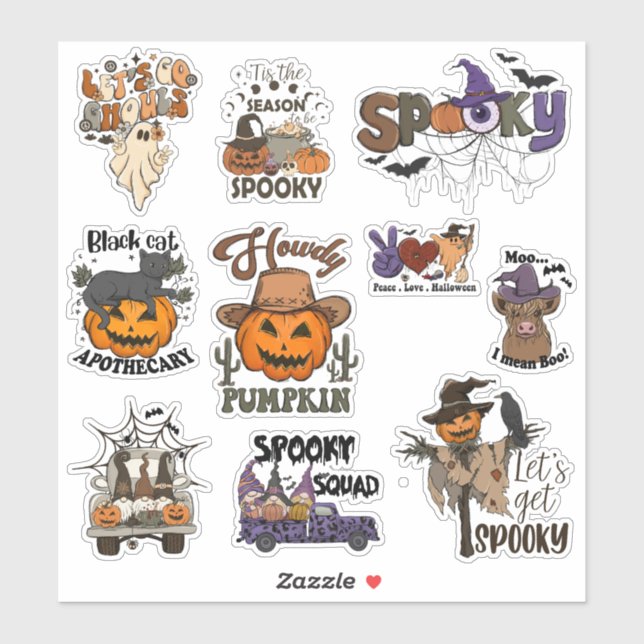 Retro Western Halloween Sticker Pack (Sheet)