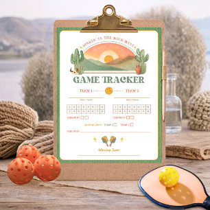 Retro Western Pickleball Game Tracker Sheet 