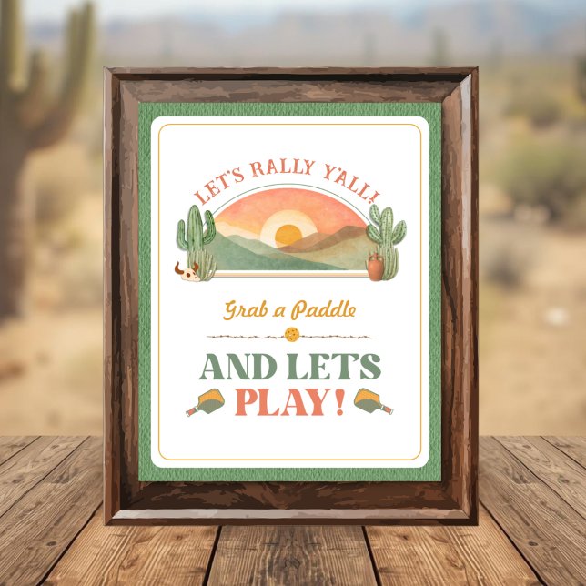 Retro Western Pickleball Ready to Rally Sign (Creator Uploaded)