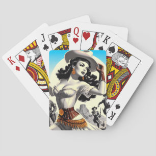 Retro Western Pin-up Playing Cards