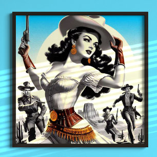 Retro Western Pin-up Poster