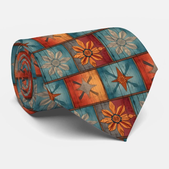 Retro Western style tiled pattern Tie (Rolled)