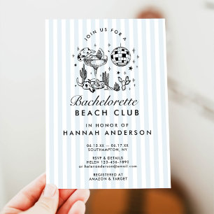 Retro Western Vintage Blue Bachelorette Weekend Invitation