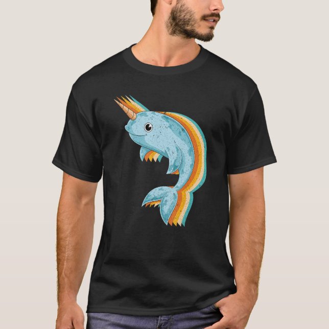 Retro Whale Ocean Animal  Mammal Sea Creature Narw T-Shirt (Front)