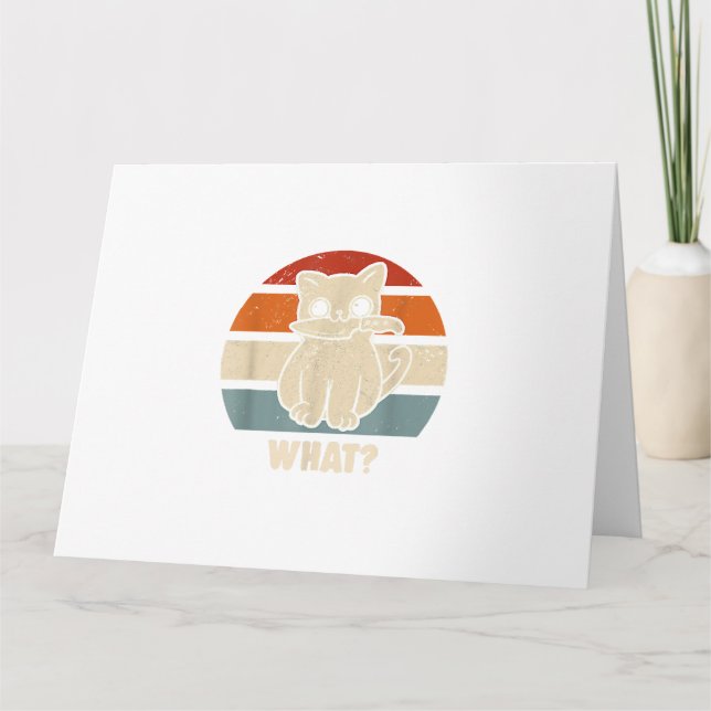 Retro What Cat Knife Meow Kitty Funny Cats Mum And Card (Front)