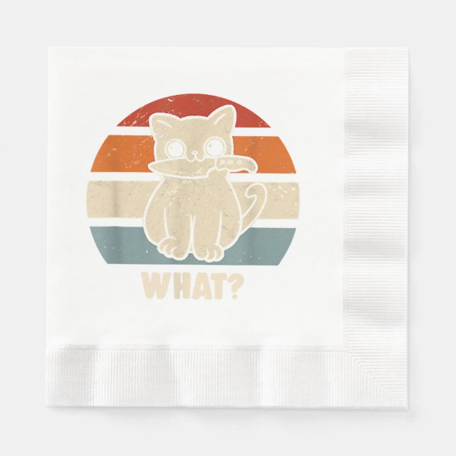 Retro What Cat Knife Meow Kitty Funny Cats Mum And Napkin (Front)