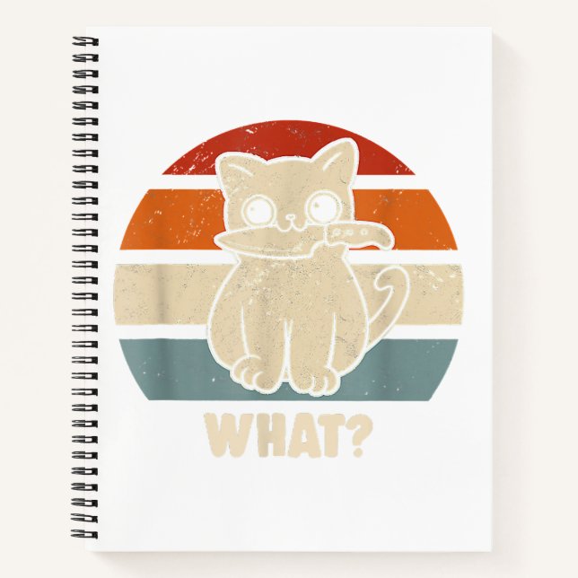 Retro What Cat Knife Meow Kitty Funny Cats Mum And Notebook (Front)