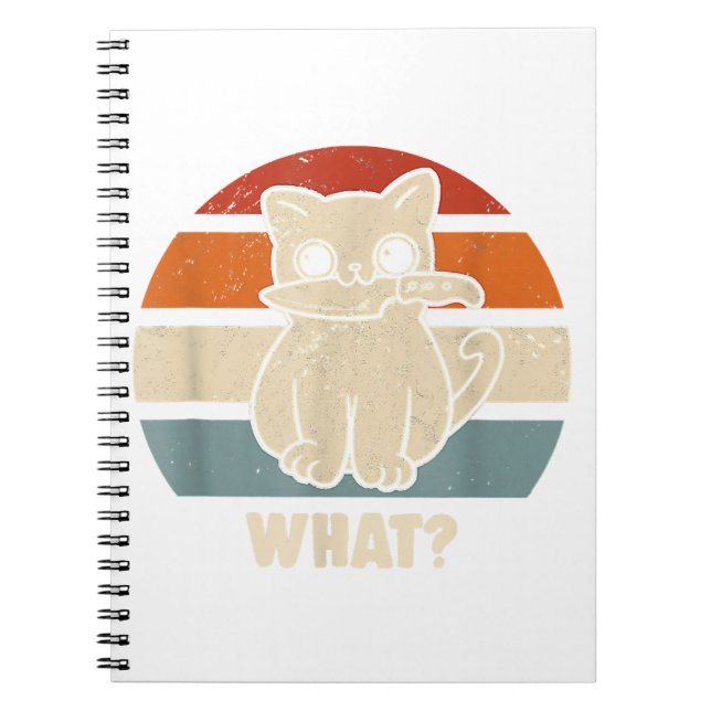 Retro What Cat Knife Meow Kitty Funny Cats Mum And Notebook (Front)
