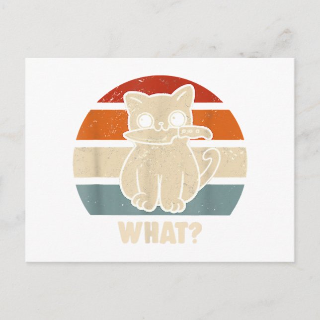 Retro What Cat Knife Meow Kitty Funny Cats Mum And Postcard (Front)