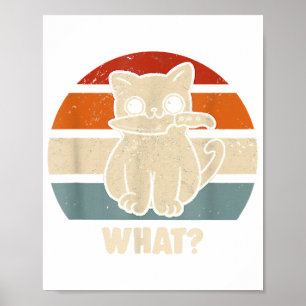 Retro What Cat Knife Meow Kitty Funny Cats Mum And Poster