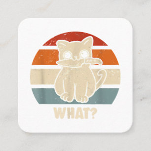 Retro What Cat Knife Meow Kitty Funny Cats Mum And Square Business Card