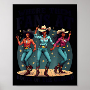 Retro Where Them Fans At Melanin Cowgirls Country Poster
