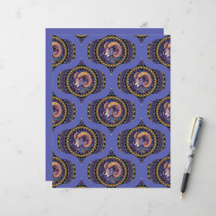 Retro Whimsical Aries Astrology Mandala Pattern