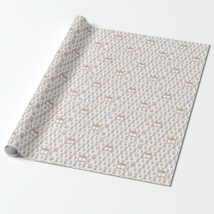 Retro Whimsical Boho Pattern Name Birthday Wrapping Paper