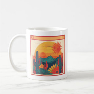 Retro Whimsical Boho Style Sunset Landscape Coffee Mug