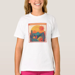 Retro Whimsical Boho Style Sunset Landscape T-Shirt