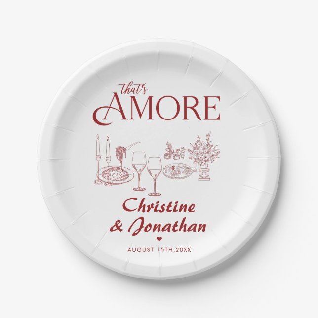 Retro Whimsical  Italian Food Rehearsal Dinner Paper Plate (Front)