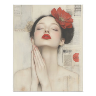 Retro Whimsical Lady  Photo Print