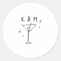 Retro Whimsical Martini Hand Drawn Custom Initials