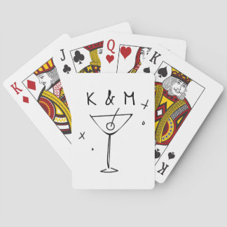 Retro Whimsical Martini Hand Drawn Custom Initials Playing Cards
