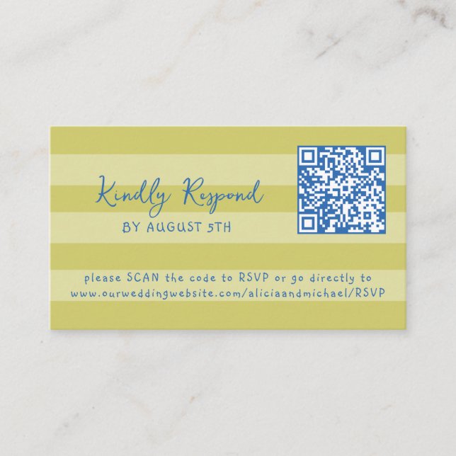 Retro whimsical summer beach QR code online RSVP Enclosure Card (Front)