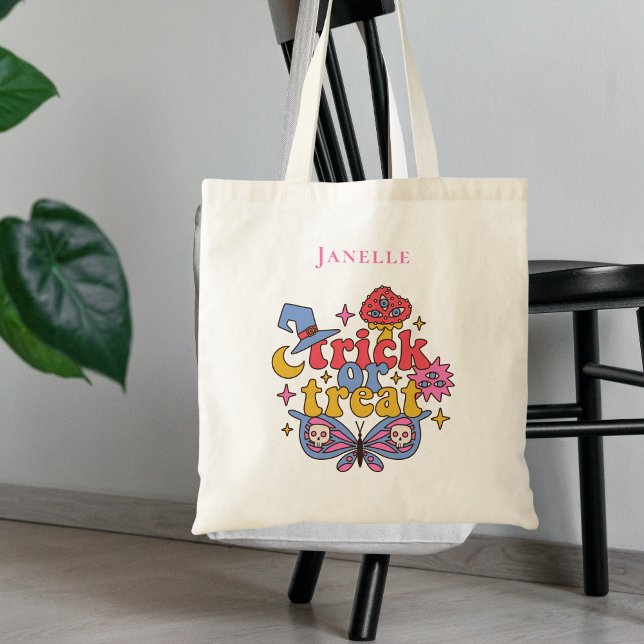 Retro Whimsical Trick or Treat Halloween  Tote Bag (Creator Uploaded)