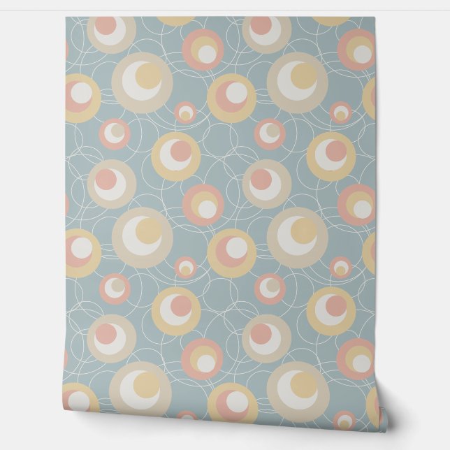 Retro Whimsy Pastel Leopard Spots and Circles Wallpaper (Unrolling)