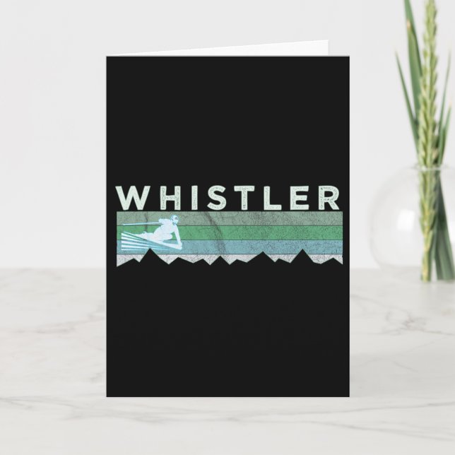 Retro Whistler Bc Canada Distressed Skiing  Card (Front)