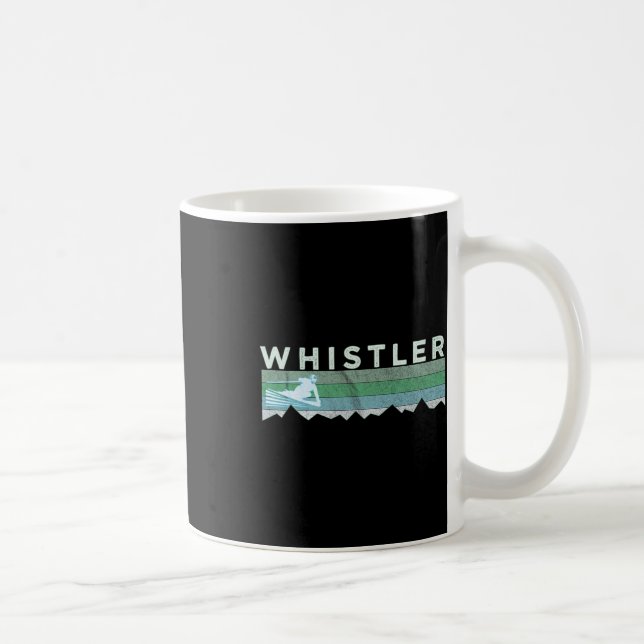 Retro Whistler Bc Canada Distressed Skiing  Coffee Mug (Right)
