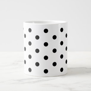 Retro White and Black  Polka Dots Pattern Large Coffee Mug